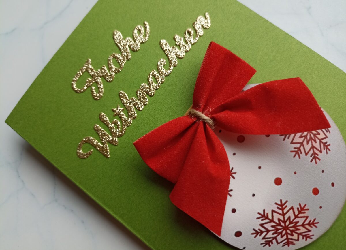 grüne Weihnachtskarte, Weihnachtskugel – Bild 6