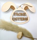 Holzanhänger "Frohe Ostern" - Hasenkopf als Deko