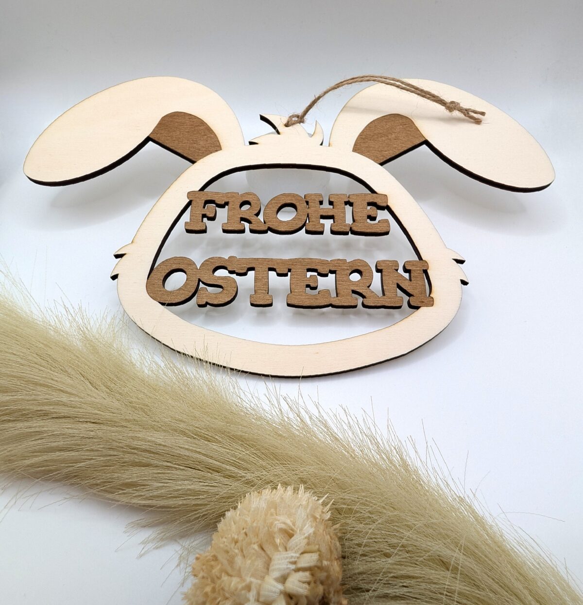 Holzanhänger "Frohe Ostern" - Hasenkopf als Deko – Bild 5