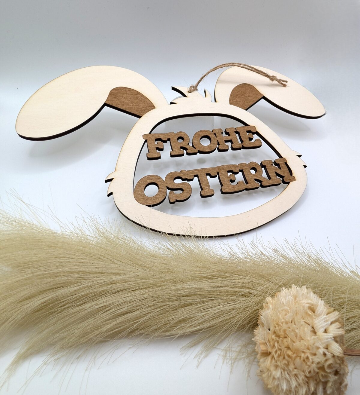 Holzanhänger "Frohe Ostern" - Hasenkopf als Deko – Bild 4