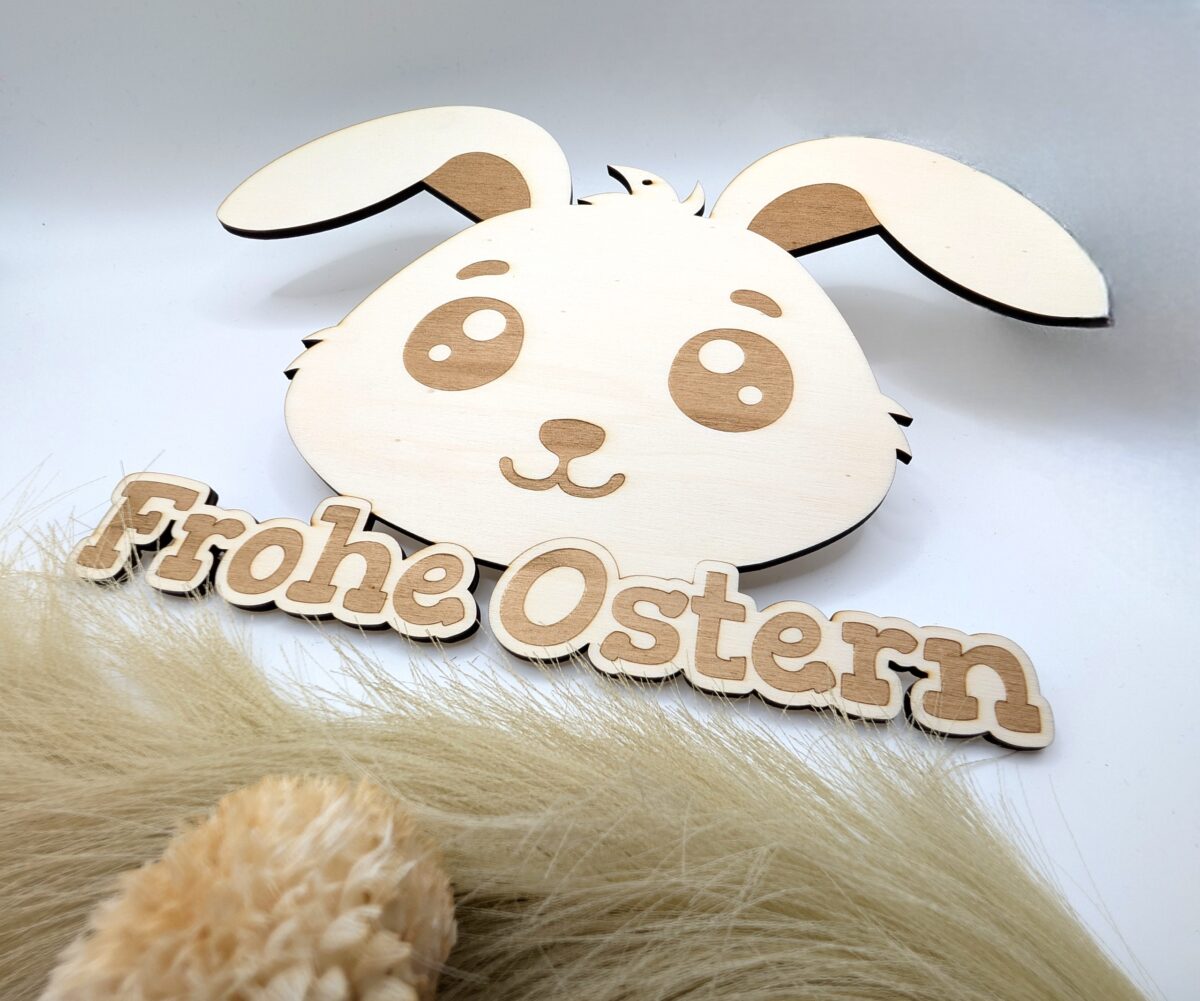 Holzanhänger Hasenkopf mit Gesicht – Bild 6