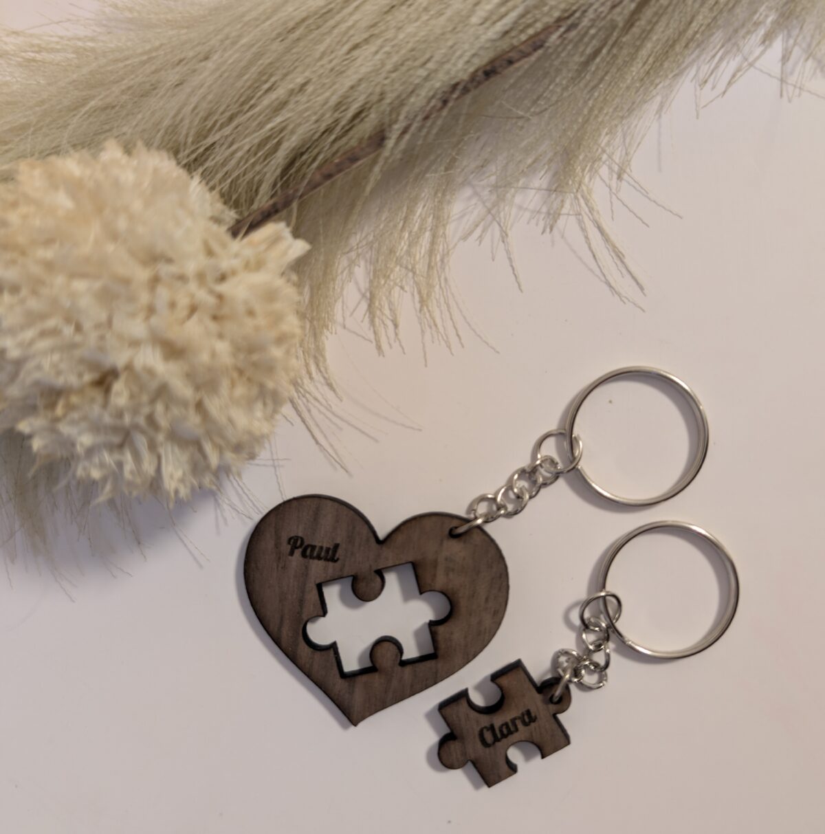 personalisierte Schlüsselanhänger - in Herz- und Puzzelstück-Form – Bild 3