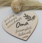 Holzkarte in Herzform - Oma