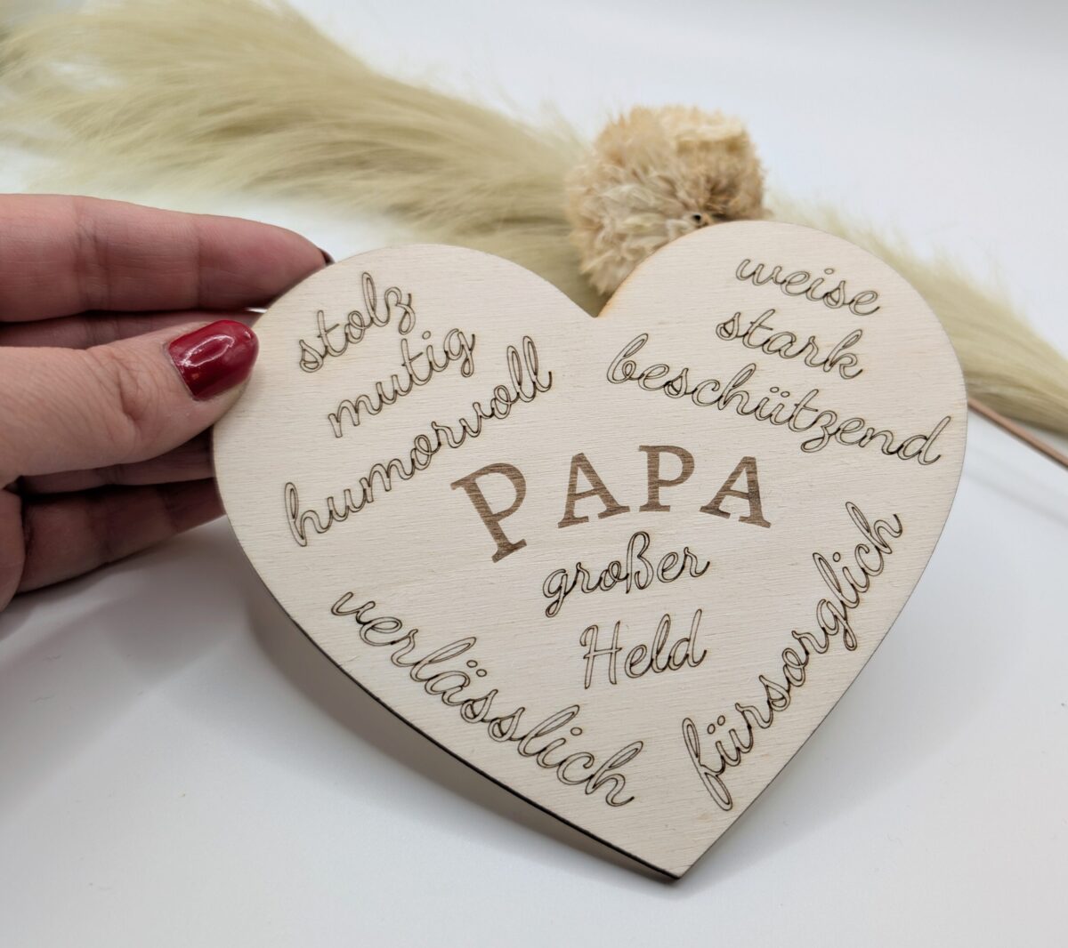 Holzkarte in Herzform - Papa – Bild 2
