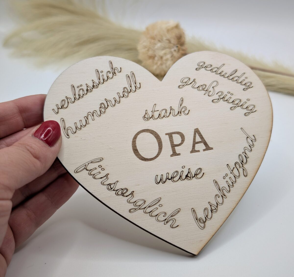 Holzkarte in Herzform – Opa – Bild 3