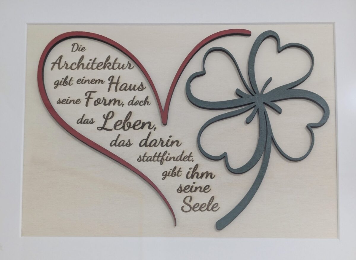 Bild mit eingraviertem Spruch und Glückssymbol – Bild 4