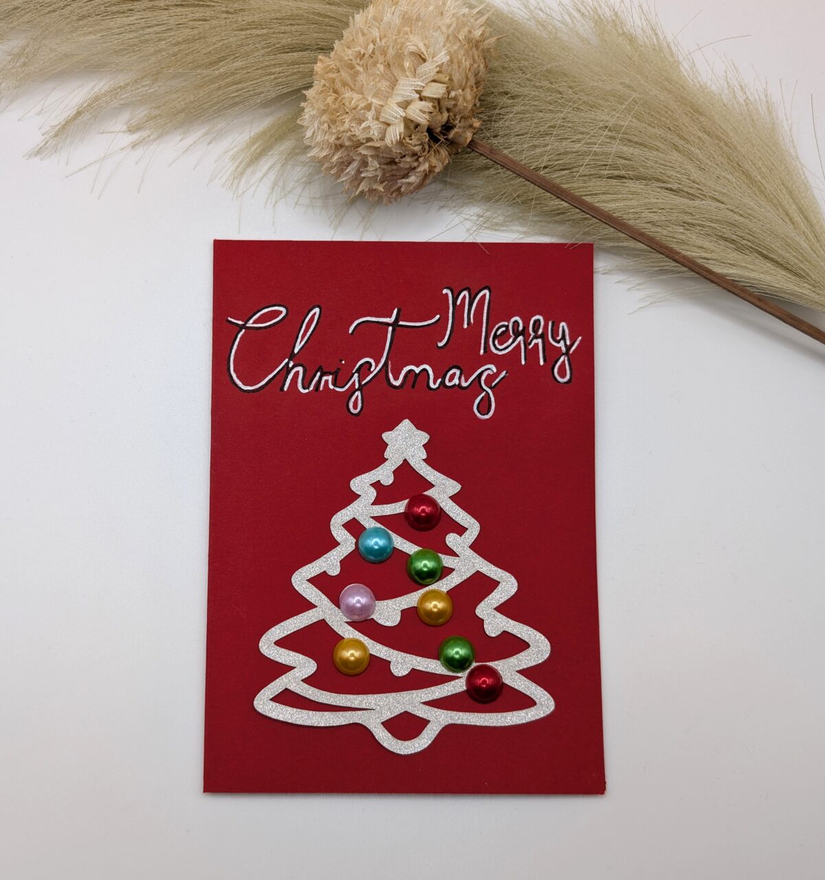 Rote Weihnachtskarte, Weihnachtsbaum – Bild 2