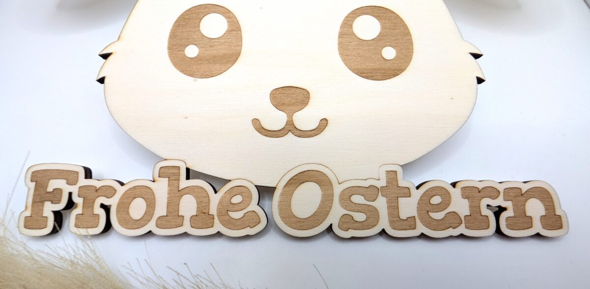 Holzanhänger Hasenkopf mit Gesicht – Bild 2