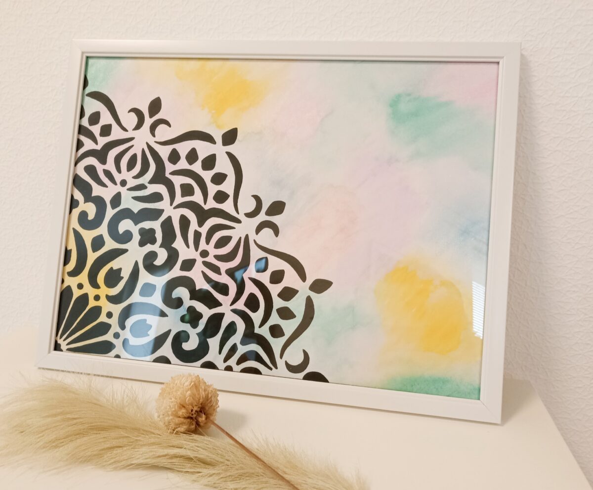 Aquarell Wandbild mit Mandala Muster – Bild 3