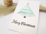Handgemalte Weihnachtskarte Aquarell Metallic – Moderner Weihnachtsbaum mit Stern – Merry Christmas - Postkarte – Bild 3