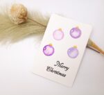 Handgemalte Weihnachtskarte Aquarell – Lila Christbaumkugeln – Merry Christmas, Postkarte