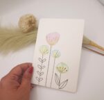 Handgemalte Aquarellkarte mit Goldfolie – Postkarte - Blumenmotiv Pastell – Einzigartige Grußkarte Unikat – Bild 2