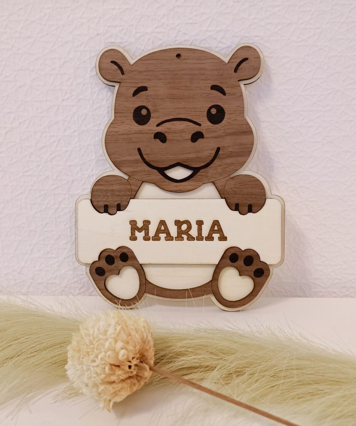 Personalisiertes Türschild, Nilpferd - Kinderzimmer – Bild 1