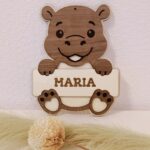 Personalisiertes Türschild, Nilpferd - Kinderzimmer
