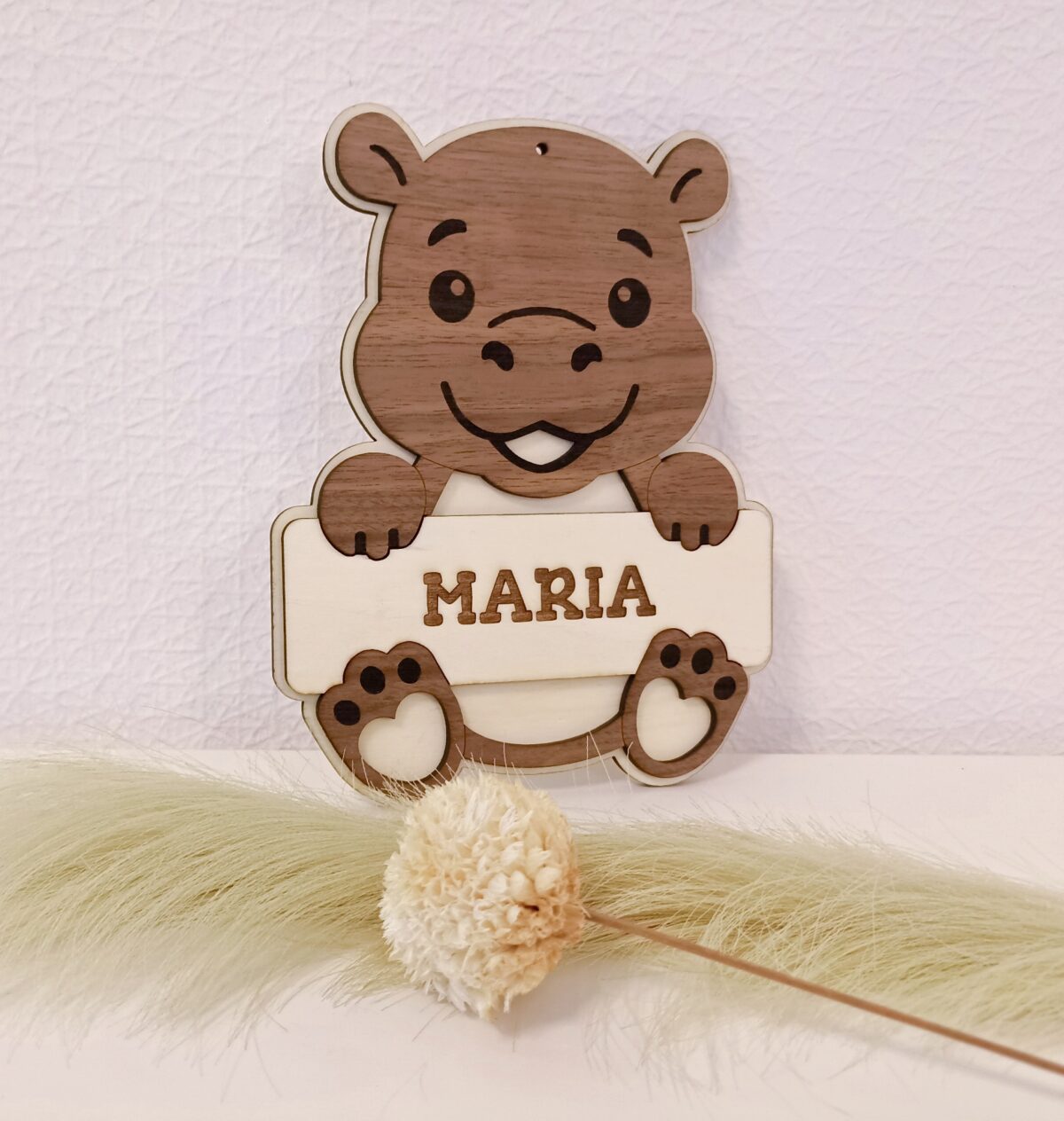 Personalisiertes Türschild, Nilpferd - Kinderzimmer – Bild 5