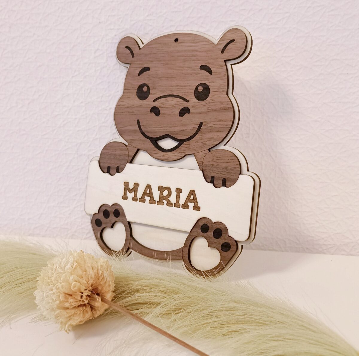 Personalisiertes Türschild, Nilpferd - Kinderzimmer – Bild 2