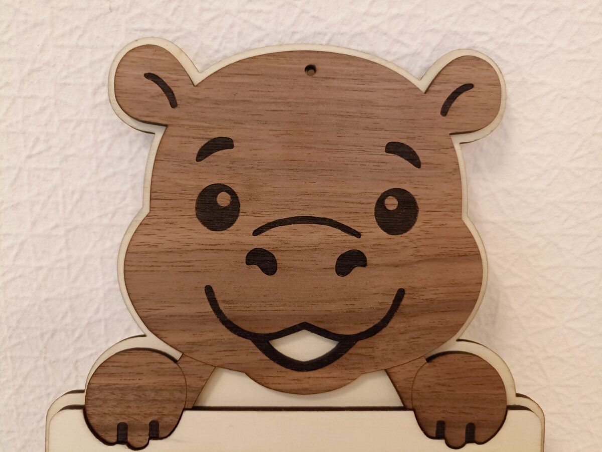 Personalisiertes Türschild, Nilpferd - Kinderzimmer – Bild 4