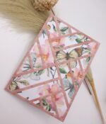 Grußkarte Schmetterlinge und Blumen – handgemacht – Aquarelloptik – rosa geometrisches Design – Karte für Geburtstag oder Danke – Bild 3