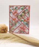Grußkarte Schmetterlinge und Blumen – handgemacht – Aquarelloptik – rosa geometrisches Design – Karte für Geburtstag oder Danke – Bild 2