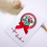 Handgemachte Karte „für dich“ – Rot Weiß – Karte mit Schleife – florales Design – Geschenkkarte, Dankeskarte oder Grußkarte