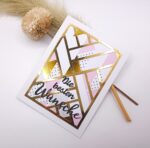 Handgemachte Karte „Die besten Wünsche“ – geometrisches Design – elegante Glückwunschkarte für Geburtstag oder Anlass, Klappkarte