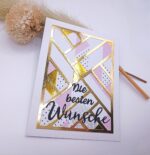 Handgemachte Karte „Die besten Wünsche“ – geometrisches Design – elegante Glückwunschkarte für Geburtstag oder Anlass, Klappkarte – Bild 3