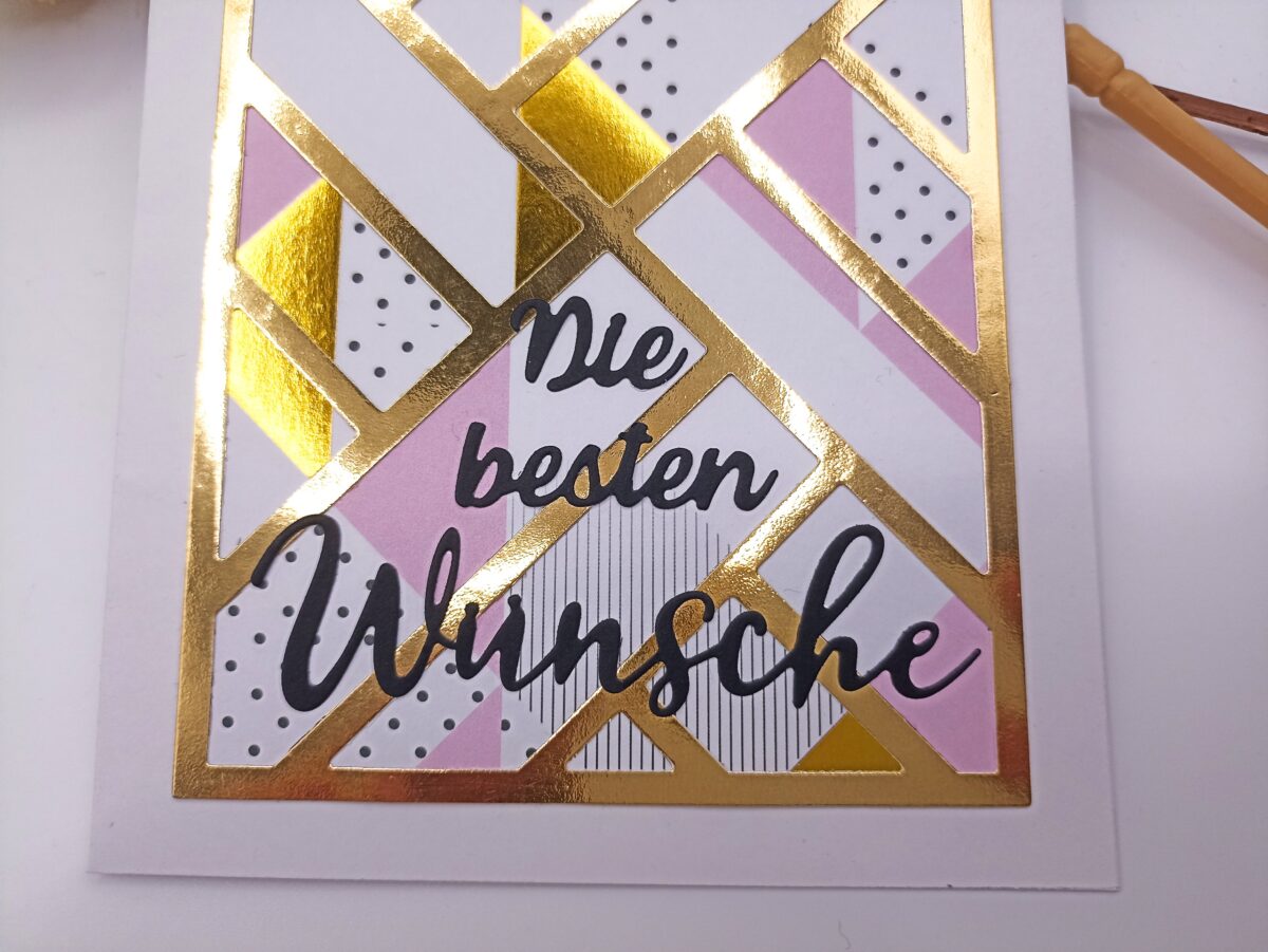 Handgemachte Karte „Die besten Wünsche“ – geometrisches Design – elegante Glückwunschkarte für Geburtstag oder Anlass, Klappkarte – Bild 5