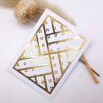 Handgemachte Karte – Gold Weiß – edles geometrisches Design – elegante Glückwunschkarte, Jubiläum oder besonderen Anlass, Klappkarte