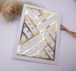 Handgemachte Karte – Gold Weiß – edles geometrisches Design – elegante Glückwunschkarte, Jubiläum oder besonderen Anlass, Klappkarte – Bild 3