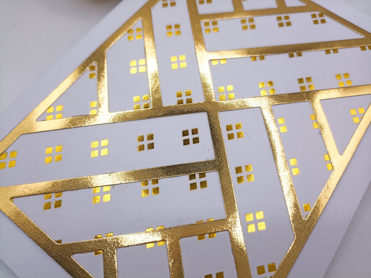 Handgemachte Karte – Gold Weiß – edles geometrisches Design – elegante Glückwunschkarte, Jubiläum oder besonderen Anlass, Klappkarte – Bild 5